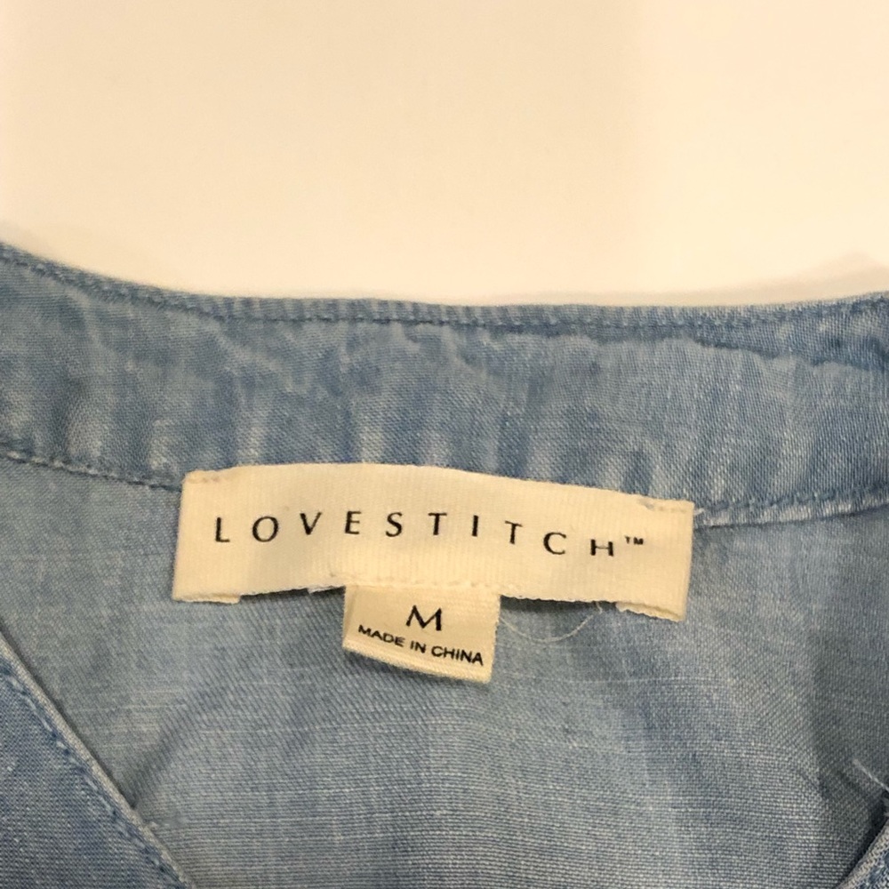 NWT Lovestitch - Denim Tie Front Button Top - Sz M - Picture 5 of 8